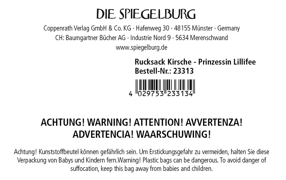 Die Siegelburg von Coppenrath Rucksack Kirsche Prinzessin Lillifee