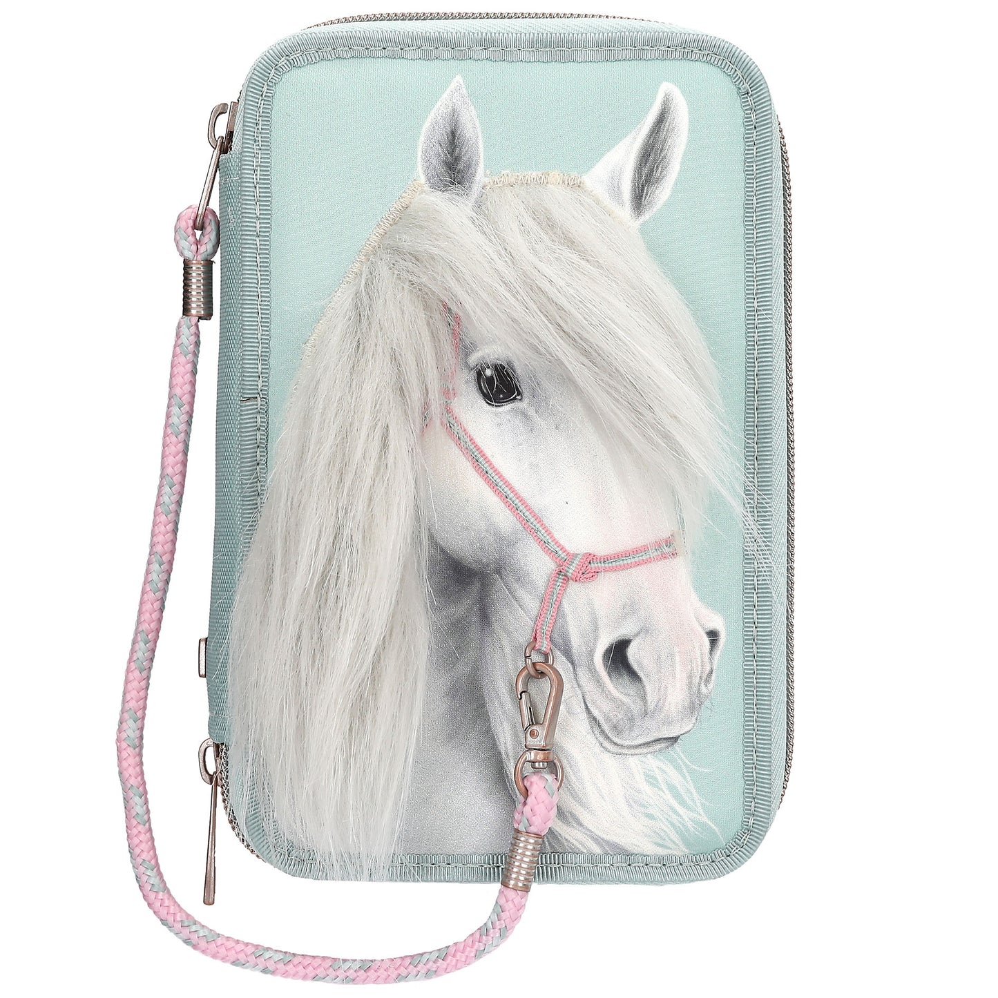Miss Melody 3 Fach Federtasche mit Pferdekopf Applikation