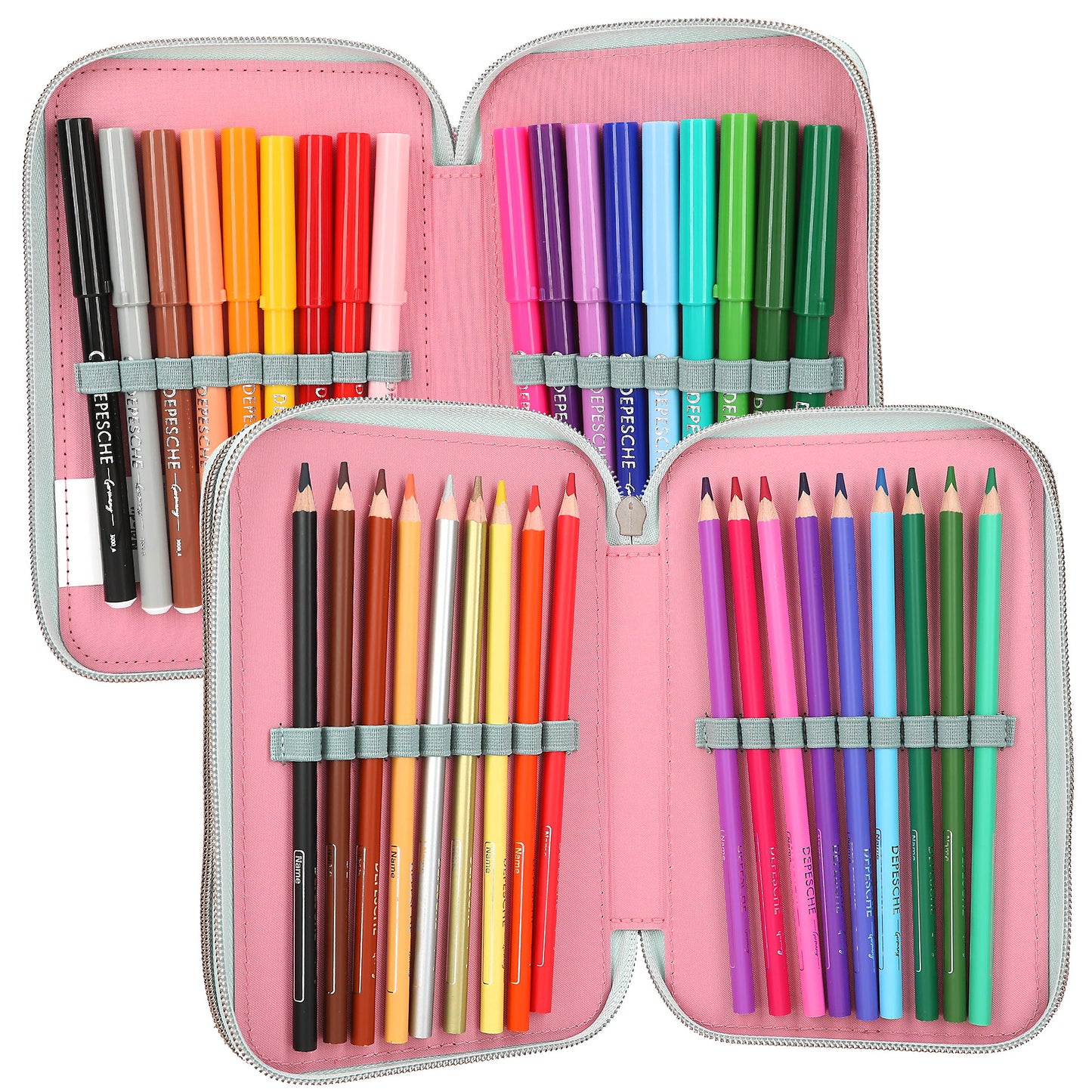 Miss Melody 3 Fach Federtasche mit Pferdekopf Applikation