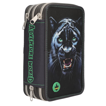 Adventure World 3 Fach Federtasche LED PANTHER